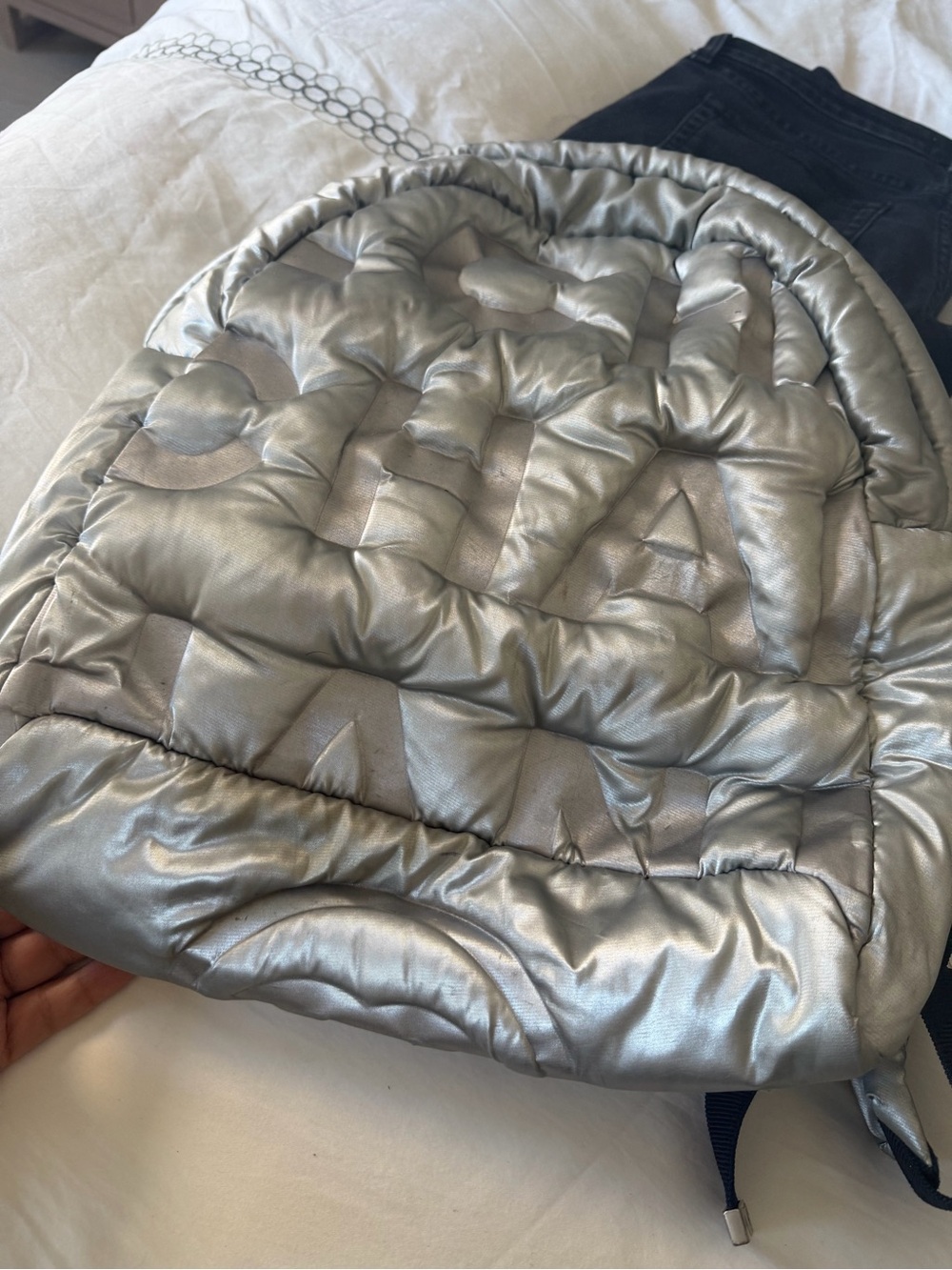 CHANEL Black and Silver Quilted Puffer Backpack - Picture 7 of 7
